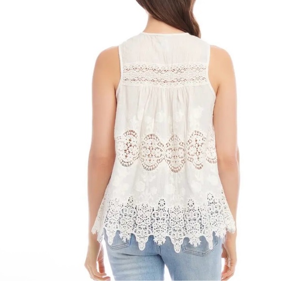 Karen Kane white Lace V-Neck Blouse - Picture 4 of 7